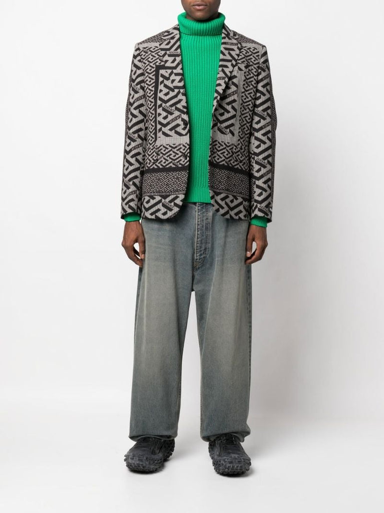 Black La Greca Wool Blazer