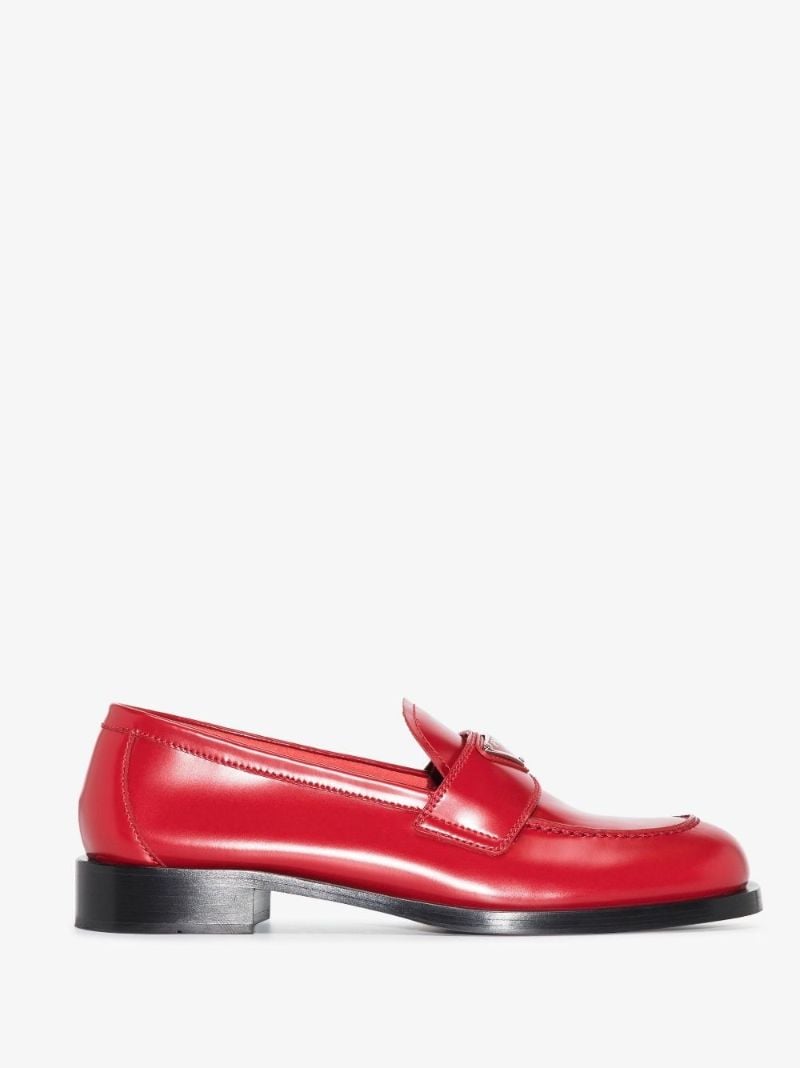 Red Brushed Leather Loafers