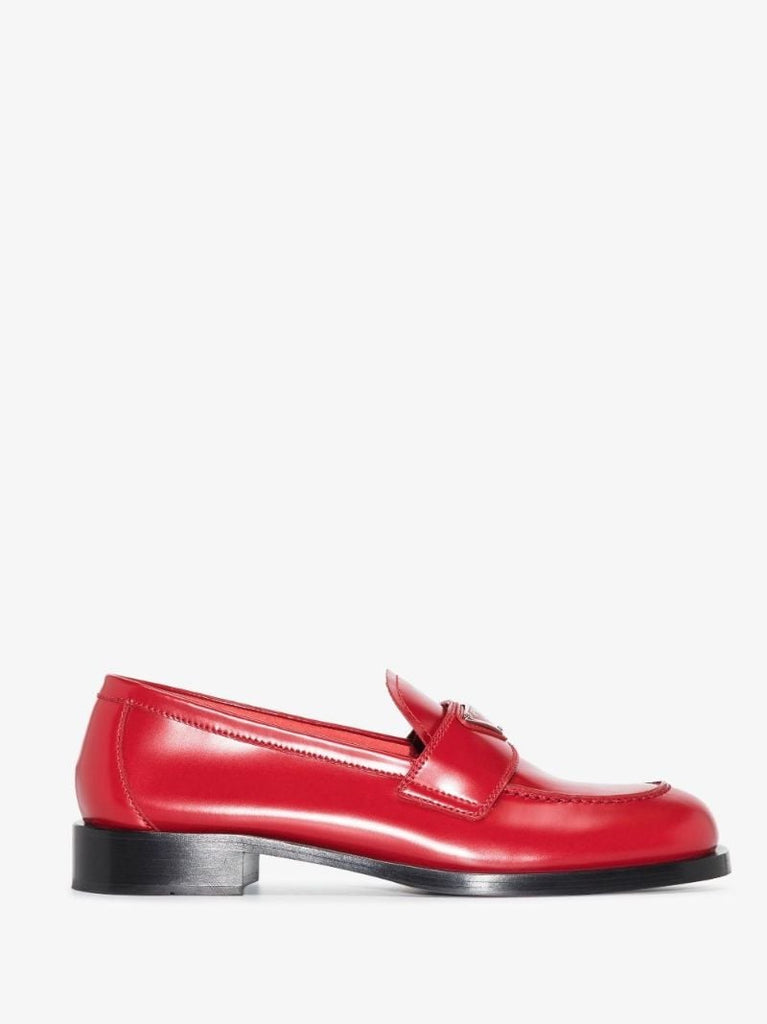 Red Brushed Leather Loafers