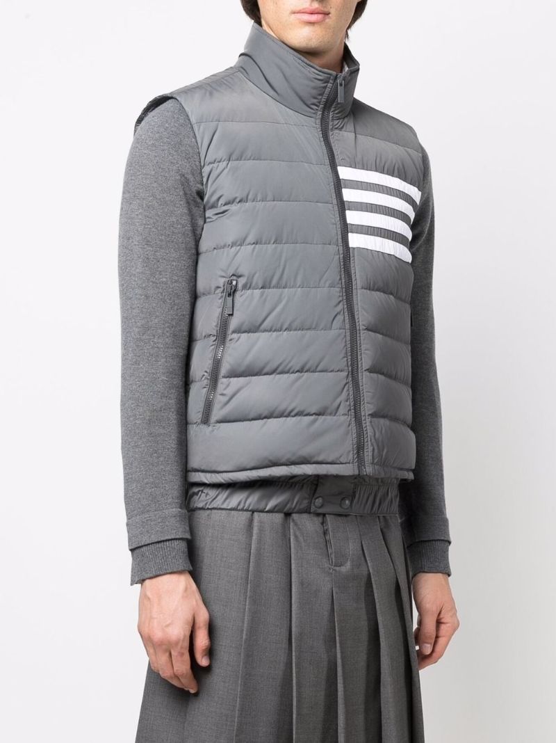 Grey 4-bar Stripe Padded Gilet