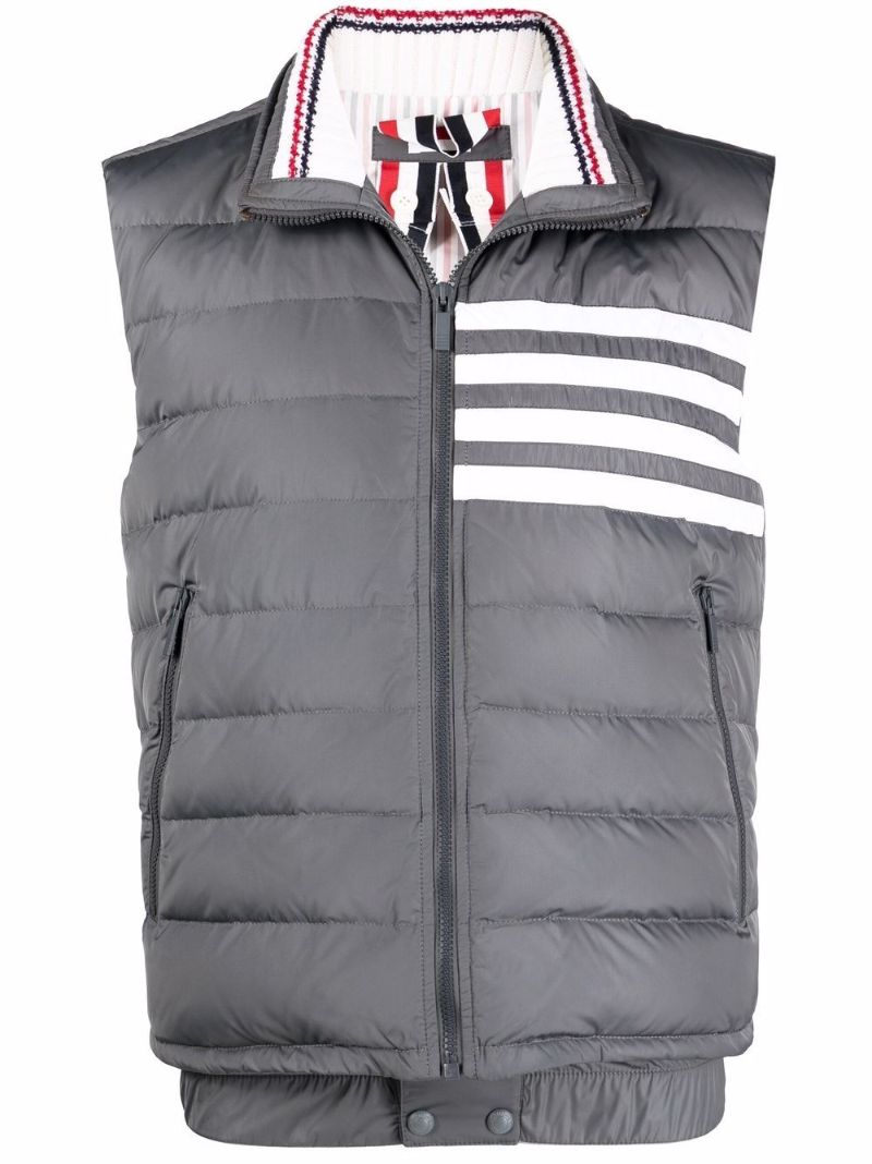 Grey 4-bar Stripe Padded Gilet