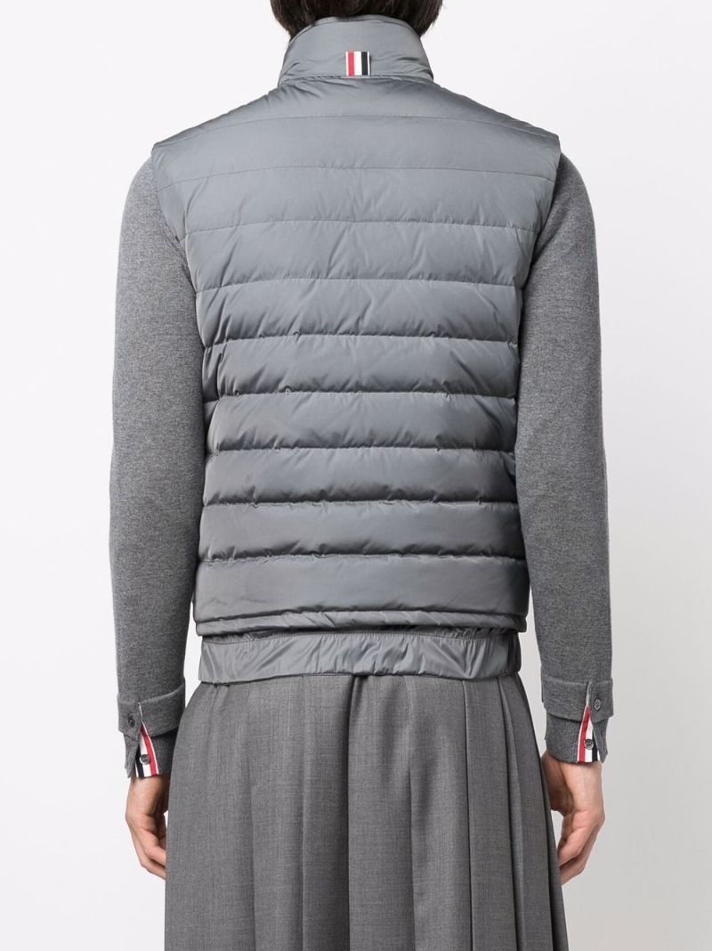 Grey 4-bar Stripe Padded Gilet