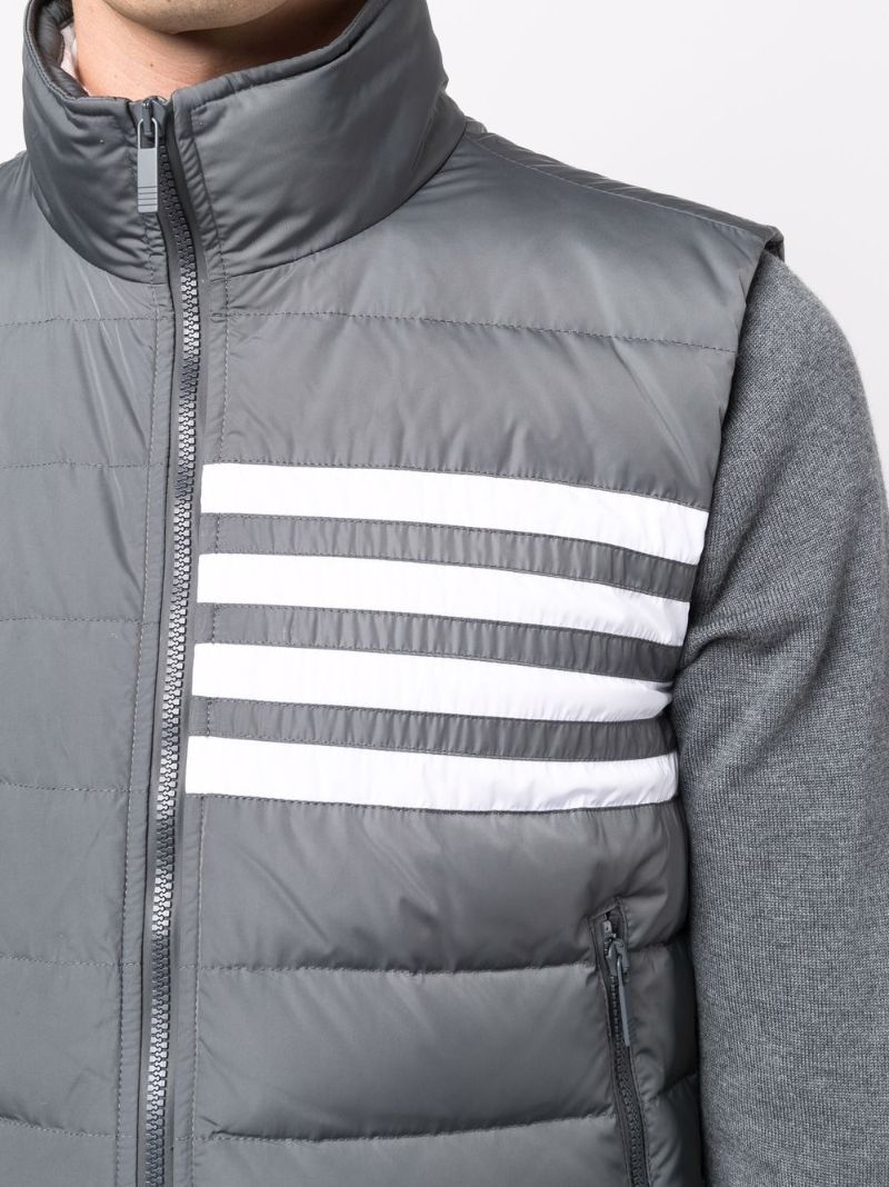 Grey 4-bar Stripe Padded Gilet