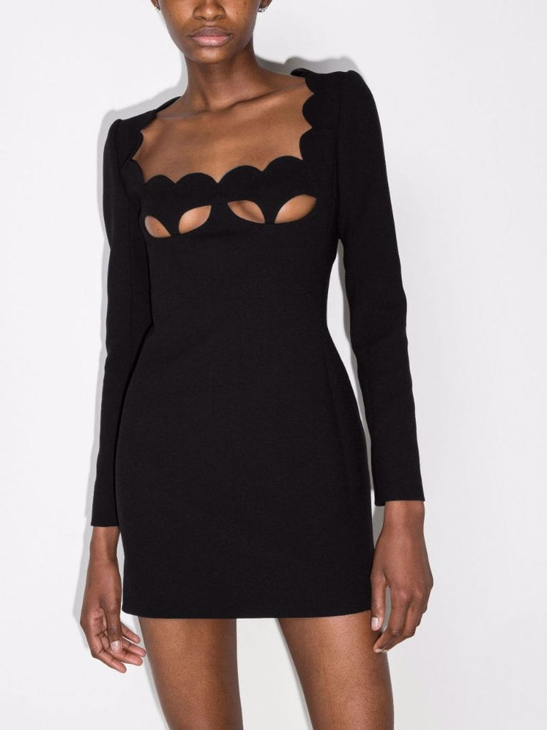 Black Cut-out Wool Mini Dress