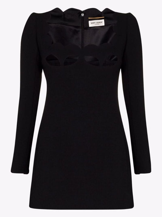 Black Cut-out Wool Mini Dress