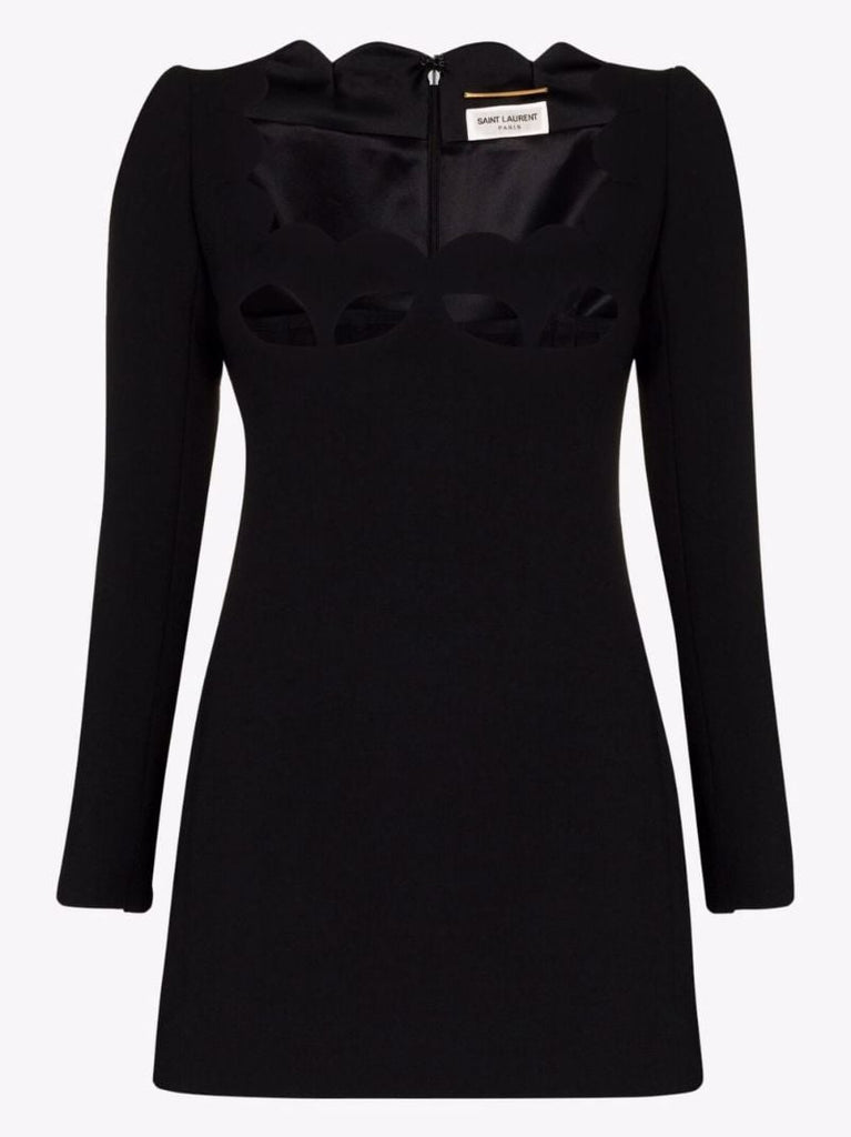 Black Cut-out Wool Mini Dress