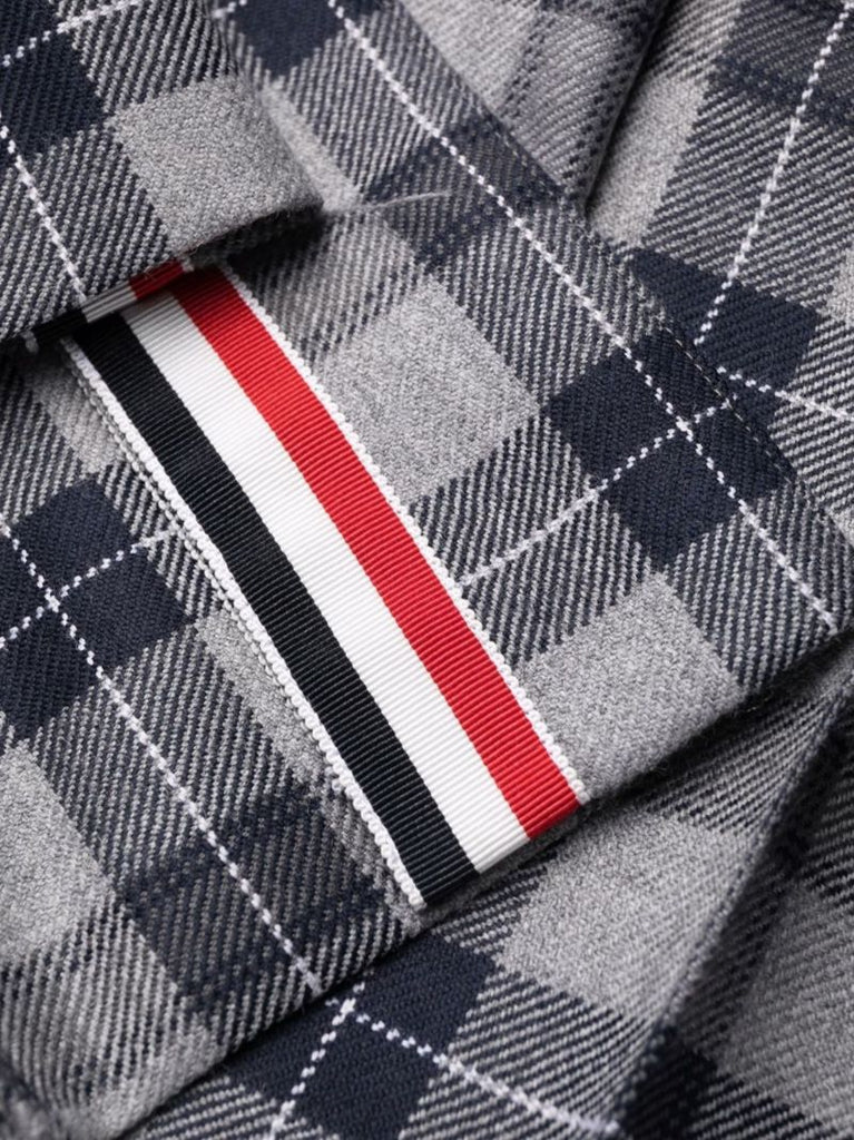 Grey Tartan Pleated Wool Skirt