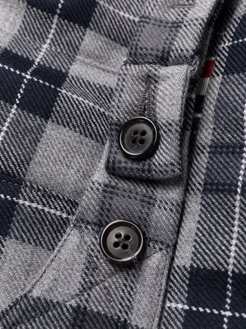 Grey Tartan Pleated Wool Skirt