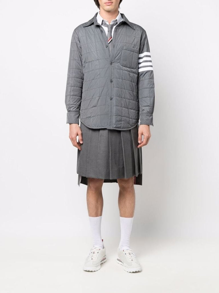 Grey 4-bar Stripe Padded Shirt Jacket