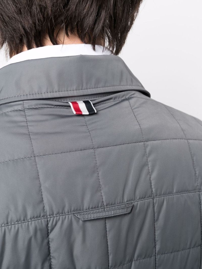 Grey 4-bar Stripe Padded Shirt Jacket