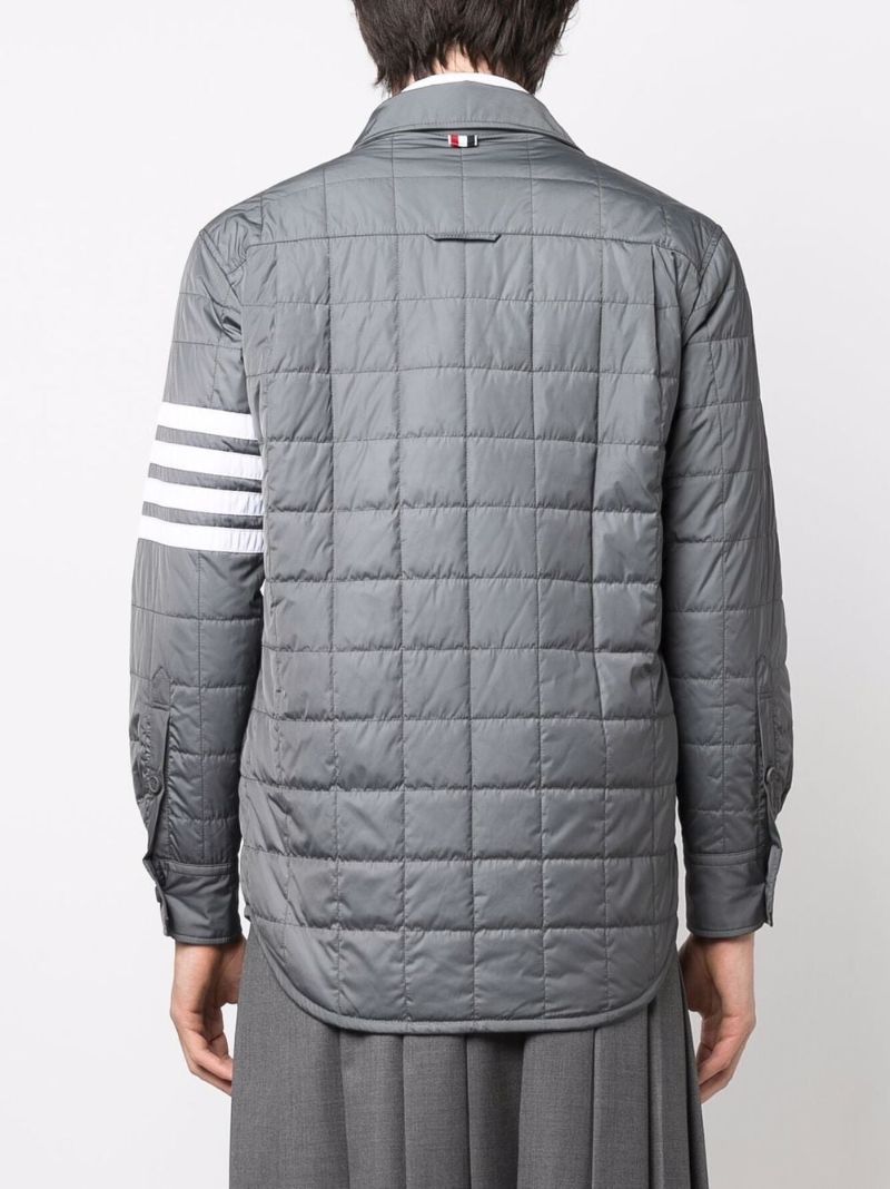 Grey 4-bar Stripe Padded Shirt Jacket