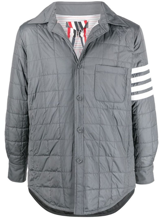 Grey 4-bar Stripe Padded Shirt Jacket
