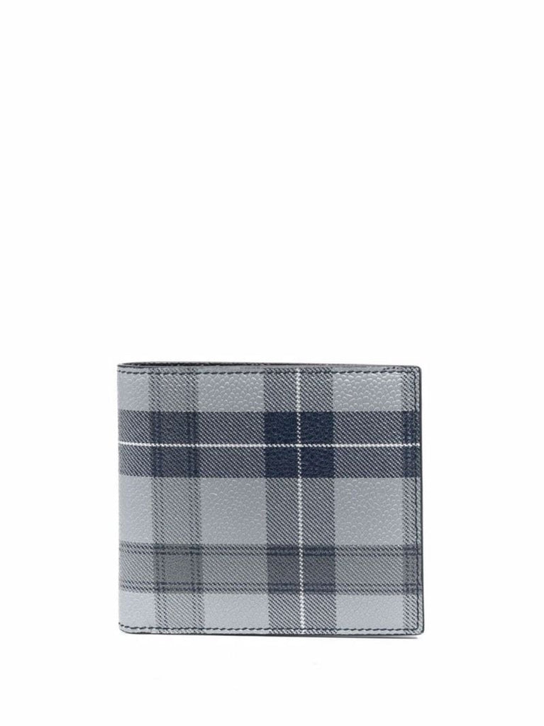 Grey Tartan Print Leather Wallet