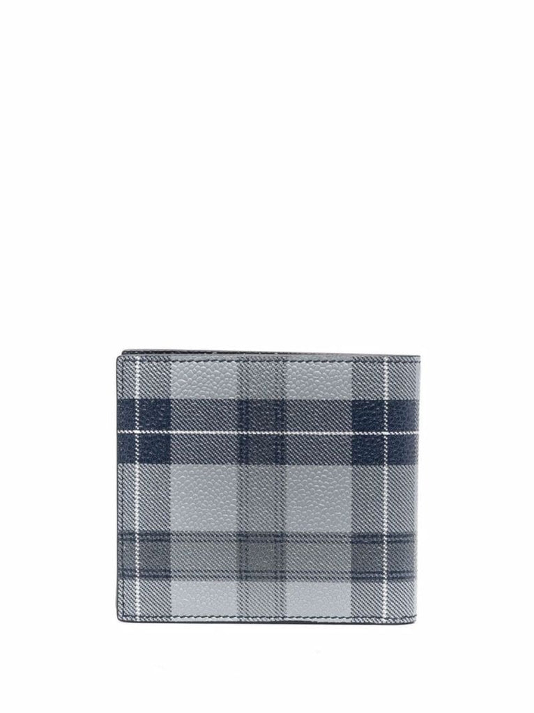 Grey Tartan Print Leather Wallet