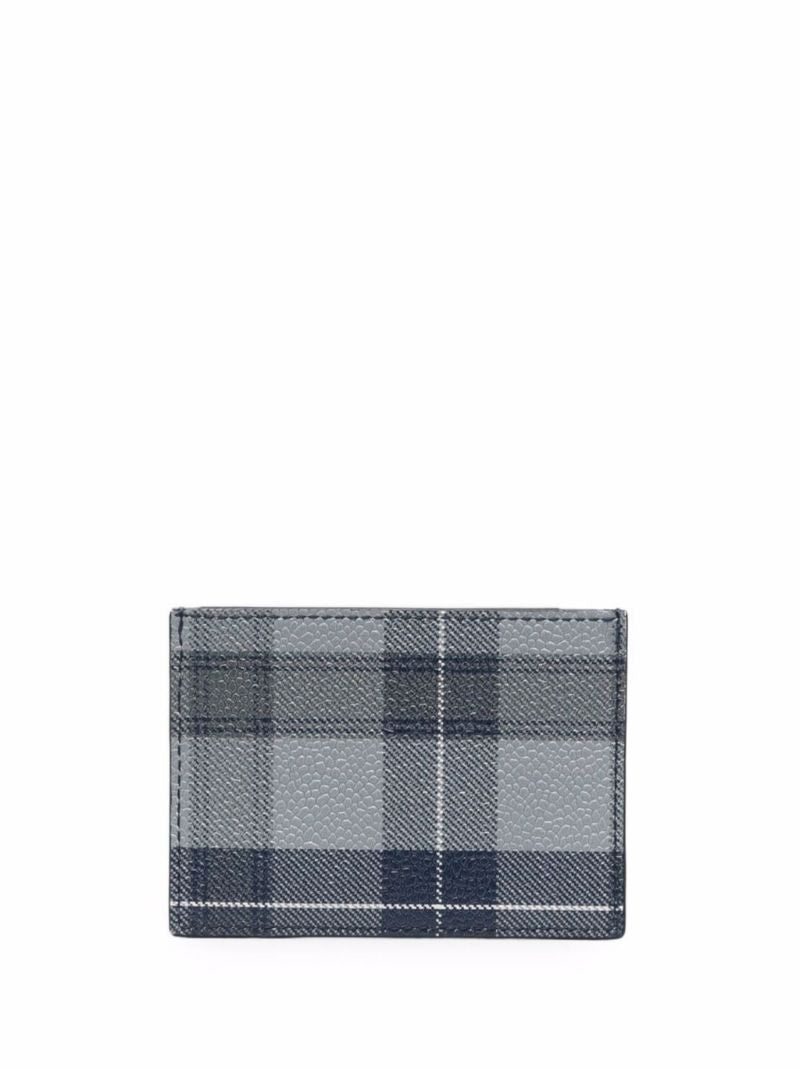 Grey Tartan Print Leather Card Holder