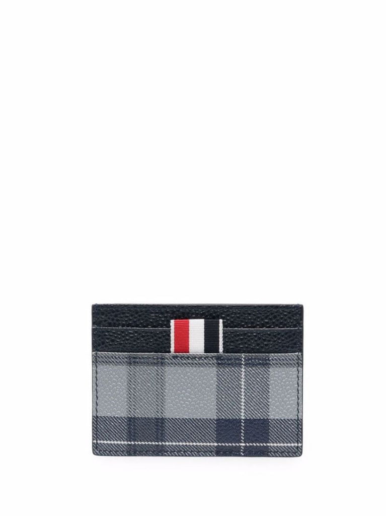 Grey Tartan Print Leather Card Holder