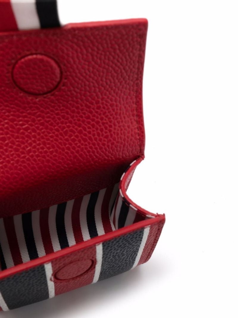 Red Striped Mini Leather Pouch Bag