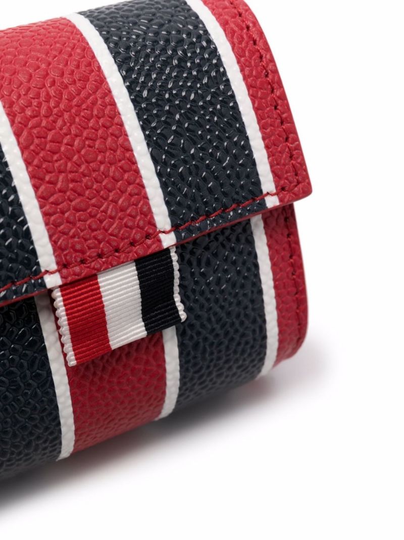 Red Striped Mini Leather Pouch Bag