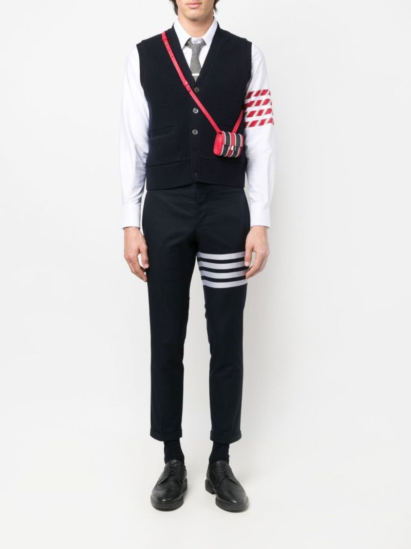 Red Striped Mini Leather Pouch Bag