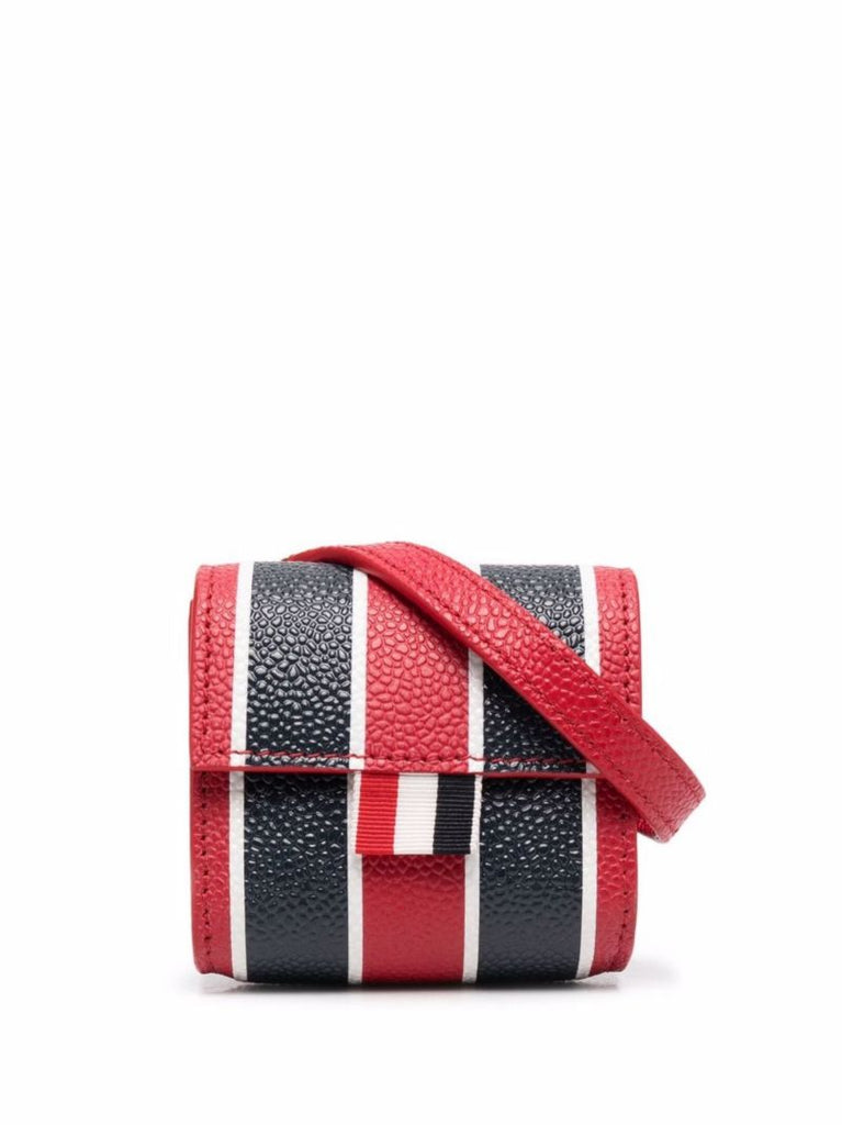 Red Striped Mini Leather Pouch Bag