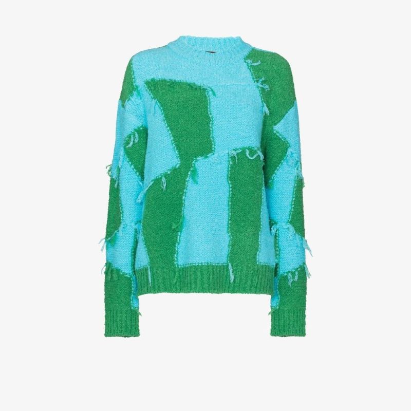 Checkerboard Intarsia Knit Sweater