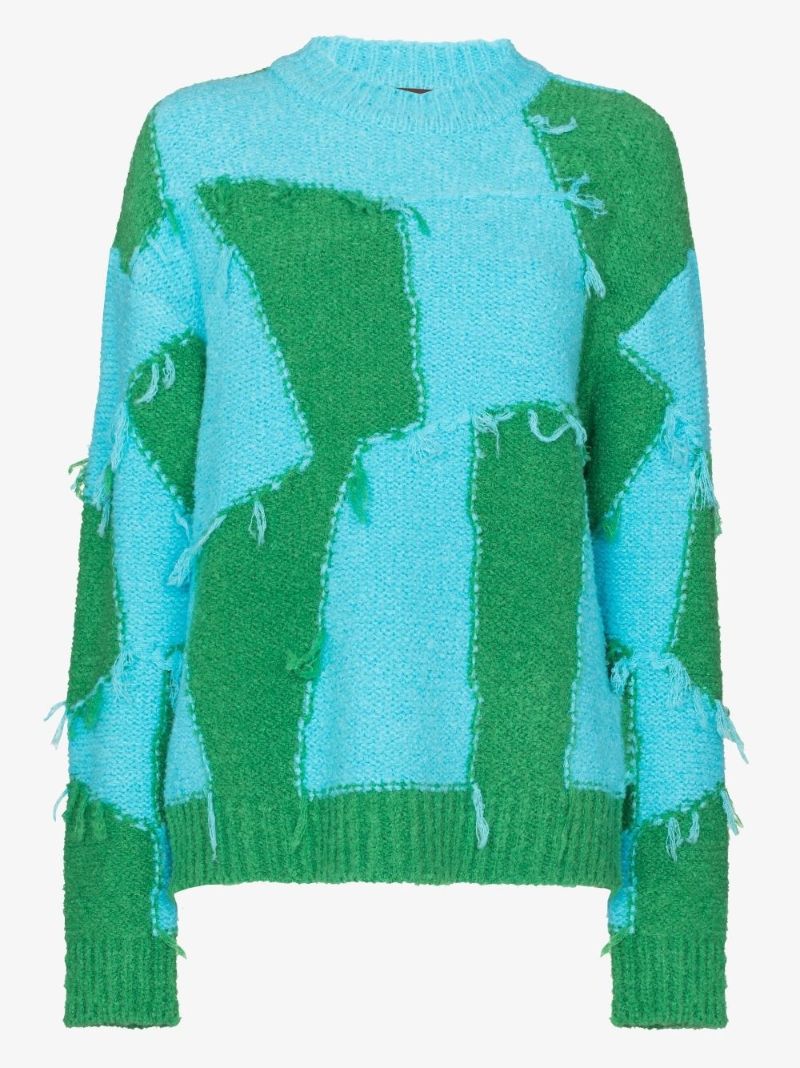 Checkerboard Intarsia Knit Sweater