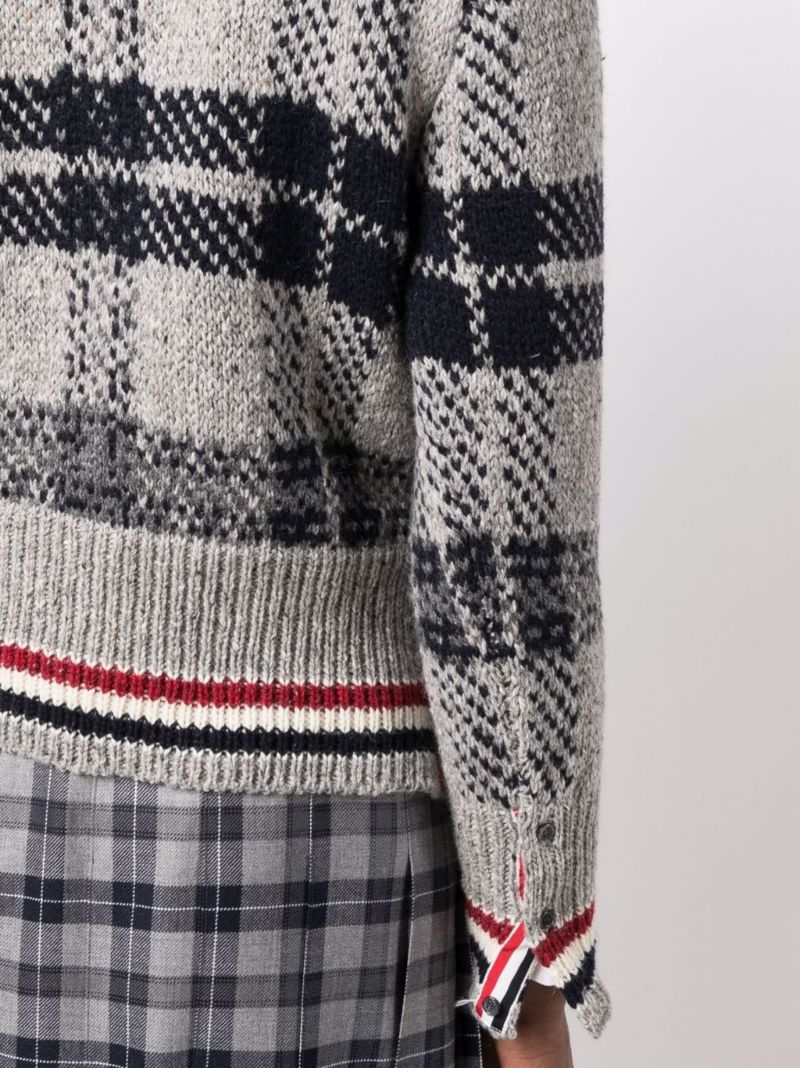 Grey Tartan Jacquard Tweed Sweater