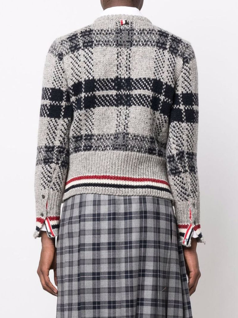 Grey Tartan Jacquard Tweed Sweater