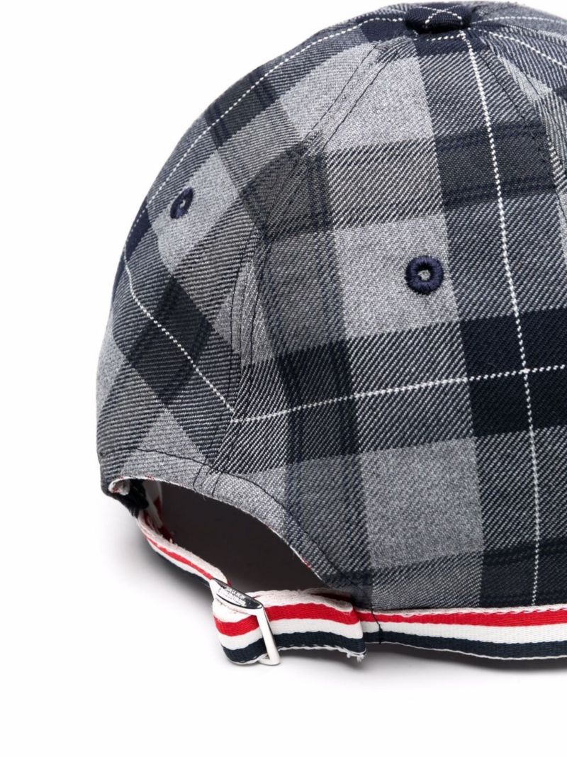 Grey Check Print Baseball Cap