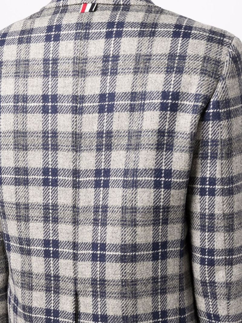 Grey Tartan Wool Coat
