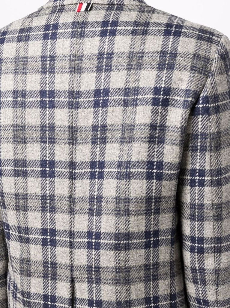 Grey Tartan Wool Coat
