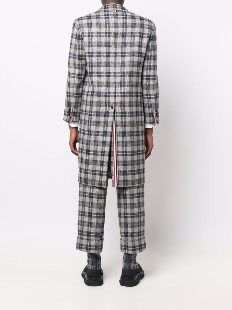 Grey Tartan Wool Coat