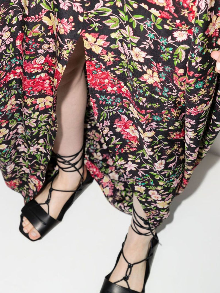 One Shoulder Floral Print Midi Dress