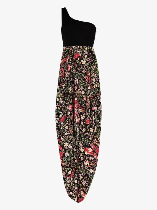 One Shoulder Floral Print Midi Dress
