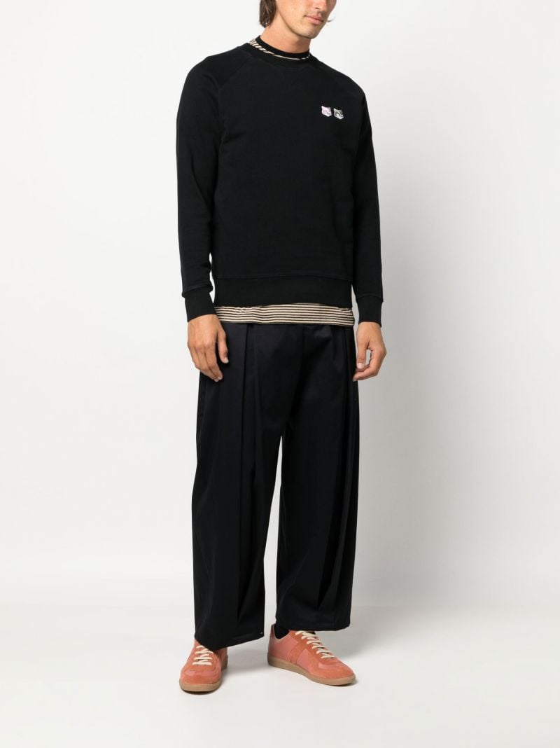 Black Double Fox Head Patch Sweatshirt