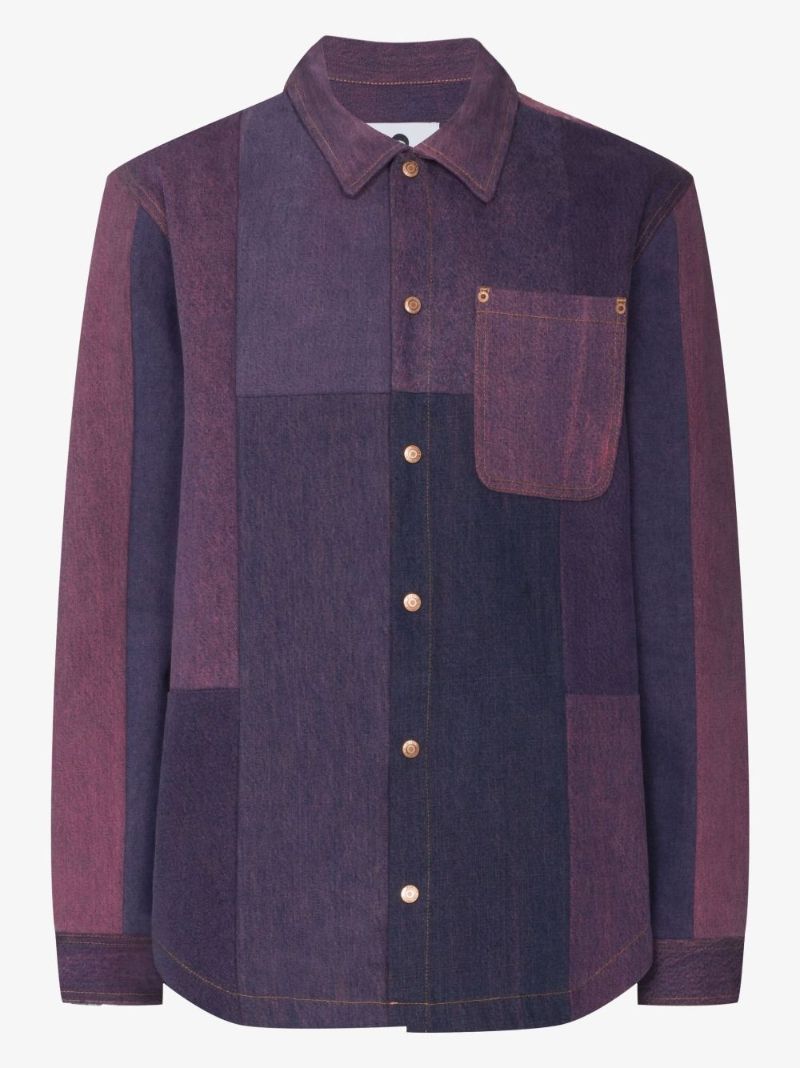 Patchwork Crescent Moon Denim Shirt