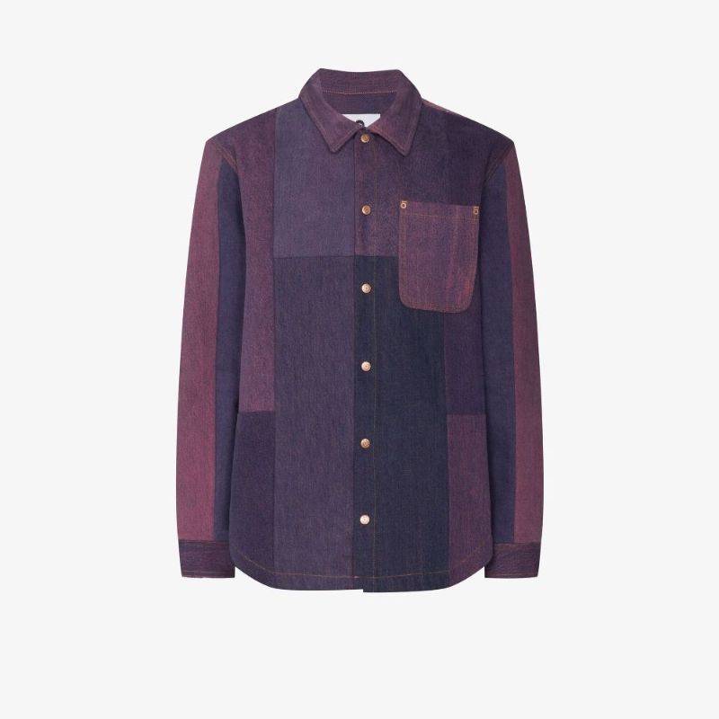 Patchwork Crescent Moon Denim Shirt
