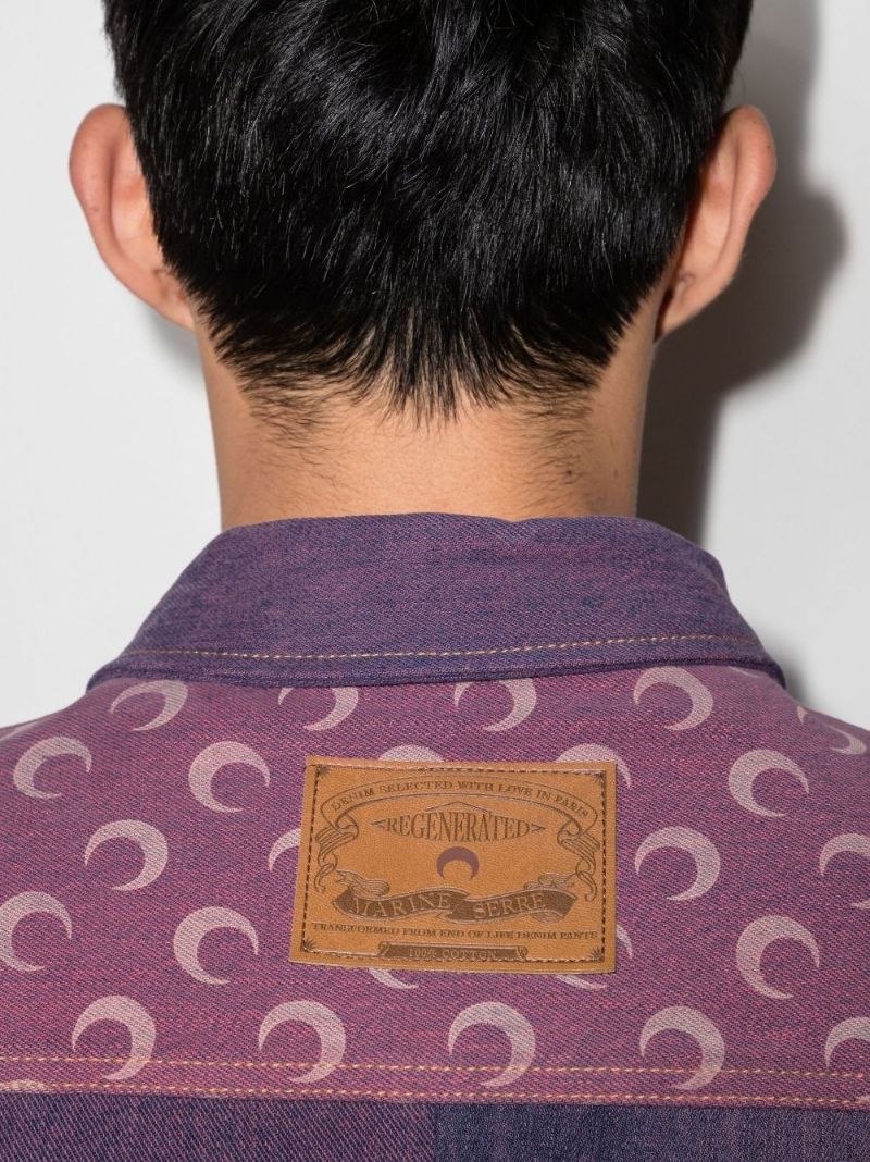Patchwork Crescent Moon Denim Shirt