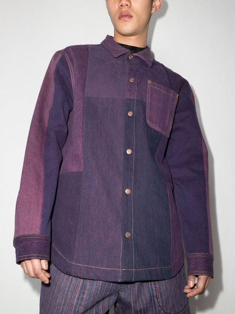 Patchwork Crescent Moon Denim Shirt