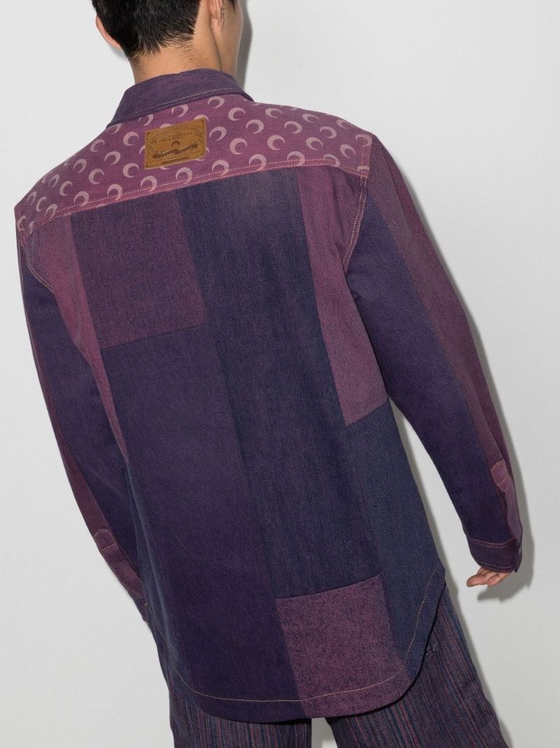 Patchwork Crescent Moon Denim Shirt