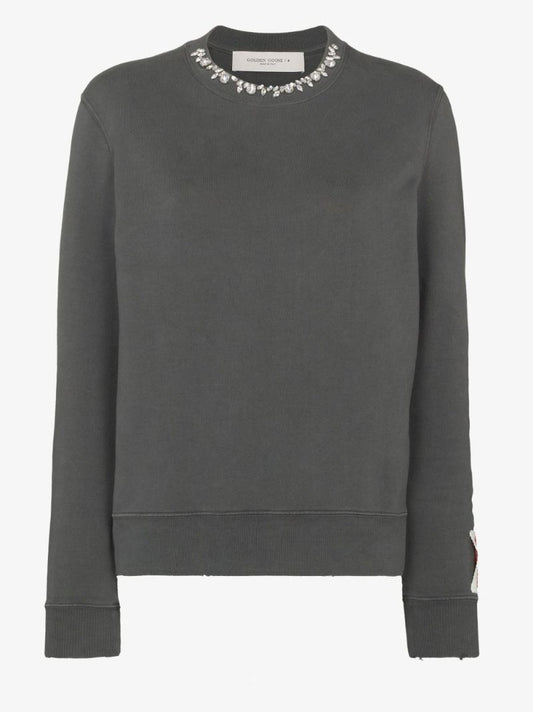 Crystal Crew Neck Cotton Sweatshirt