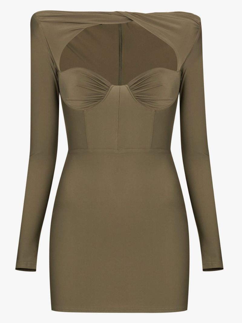 Green Barett Twist Knot Mini Dress