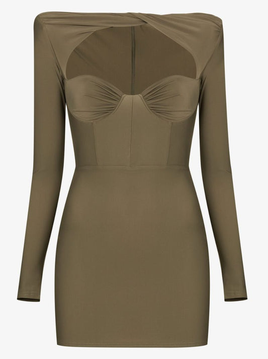 Green Barett Twist Knot Mini Dress