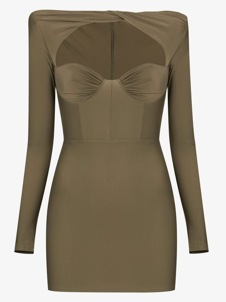 Green Barett Twist Knot Mini Dress