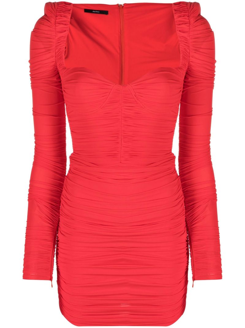 Red Hollis Sweetheart Neck Ruched Mini Dress