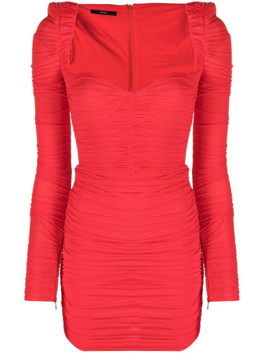 Red Hollis Sweetheart Neck Ruched Mini Dress