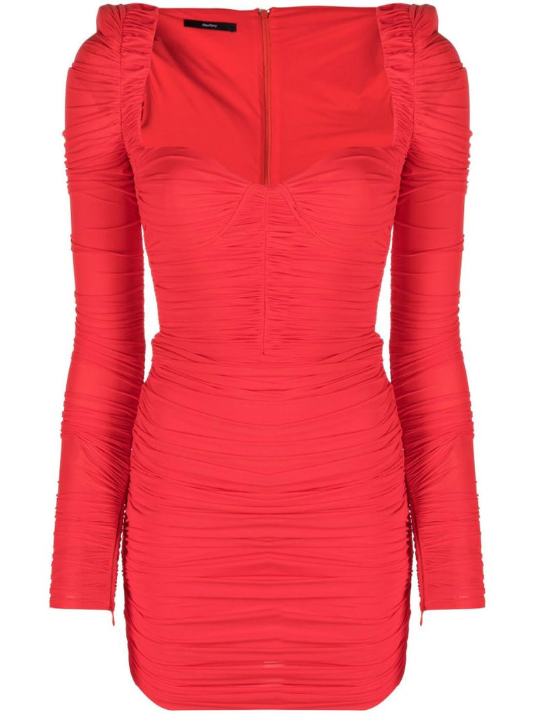 Red Hollis Sweetheart Neck Ruched Mini Dress
