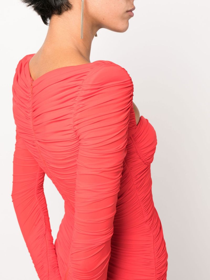 Red Hollis Sweetheart Neck Ruched Mini Dress