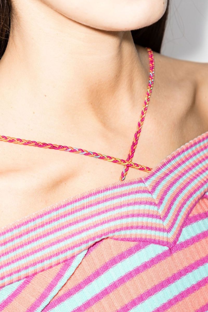 Nina Striped Off-the-shoulder Knitted Top