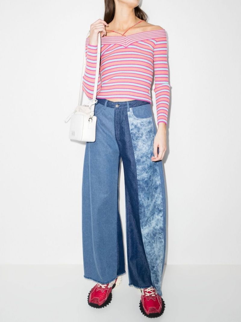 Nina Striped Off-the-shoulder Knitted Top